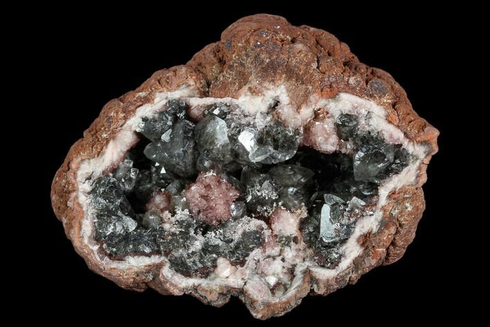 Pink Amethyst Geode Section with Grey Calcite - Argentina #120464